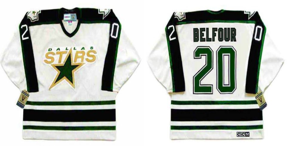 2019 Men Dallas Stars #20 Belfour White CCM NHL jerseys->dallas stars->NHL Jersey